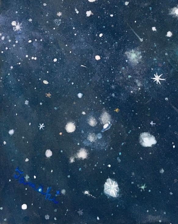 「待ち合わせは真ん中の星」　日本画 4枚目の画像