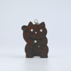 手作り木製チャーム招き猫ペンダント/チャームギフトのカスタマイズ 5枚目の画像
