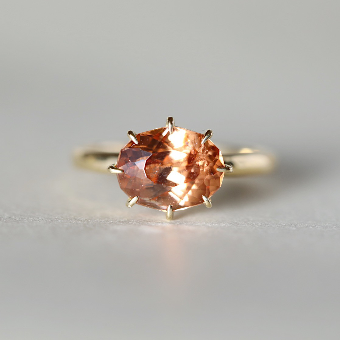 12号】一点物〈one-off〉K18◇オレンジジルコン3.34ct 18金 指輪〈one