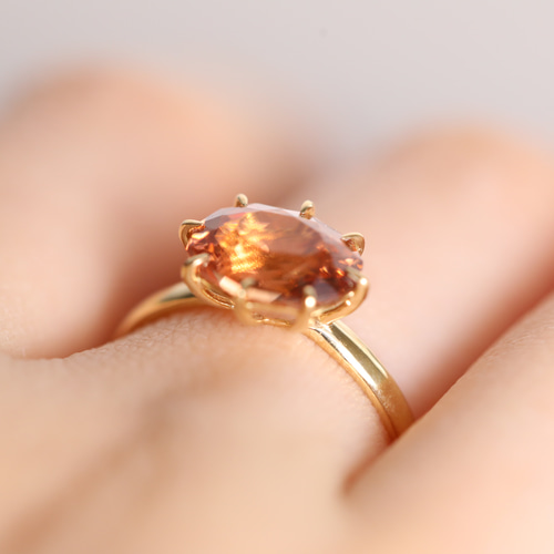 12号】一点物〈one-off〉K18◇オレンジジルコン3.34ct 18金 指輪〈one 