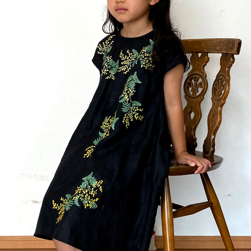 ミモザ刺繍のキッズワンピース [4 colors] 子供服 sandext 通販