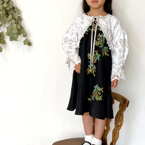 ミモザ刺繍のキッズワンピース [4 colors] 子供服 sandext 通販
