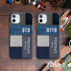 全機種対応 / デニム ナンバー ★ 名入れ【スマホシンプルハードケース・ほぼ全機種対応・Android iphone 4枚目の画像