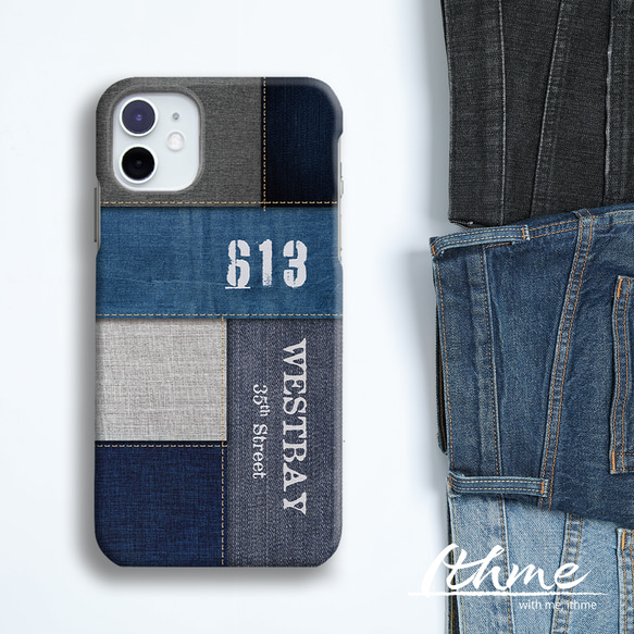 全機種対応 / デニム ナンバー ★ 名入れ【スマホシンプルハードケース・ほぼ全機種対応・Android iphone 1枚目の画像