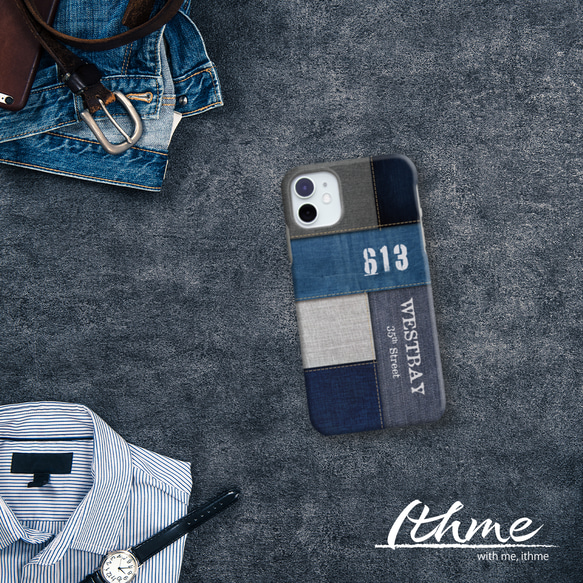 全機種対応 / デニム ナンバー ★ 名入れ【スマホシンプルハードケース・ほぼ全機種対応・Android iphone 8枚目の画像