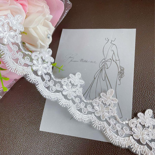 X228 白色花柄刺繍チュールレース生地 手芸用品 レース ʚmummyɞ 通販