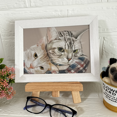 ペットの似顔絵 オーダーメイド 色鉛筆手描き [ハガキサイズ☆2L版