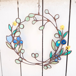 ステンドグラスの夏の花束リース 4枚目の画像