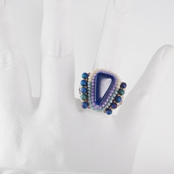 Chatty 戒指 153 一種尺寸適合大多數串珠刺繡戒指藍色超大圍巾戒指 第2張的照片