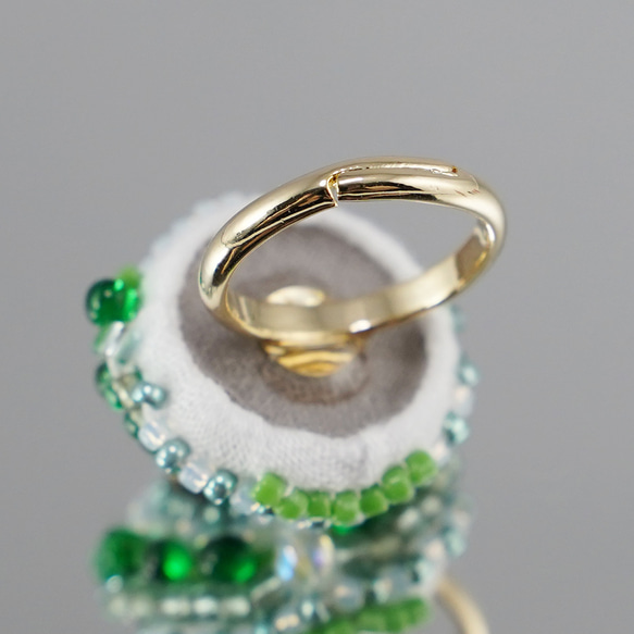 健談戒指 154 一種尺寸適合大多數串珠刺繡戒指 綠花頭頂戒指 第6張的照片