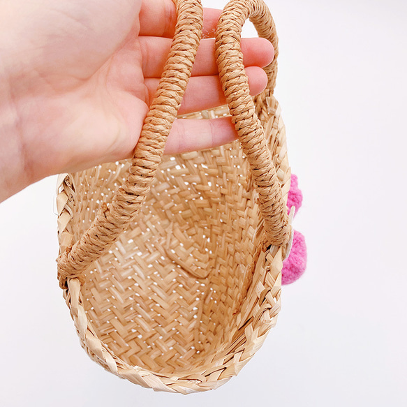 かごバッグ トートバッグ 花チューリップ手作りハンドバッグ かわいいホリデー旅行ビーチ サマーバッグ 編みバッグ 6枚目の画像