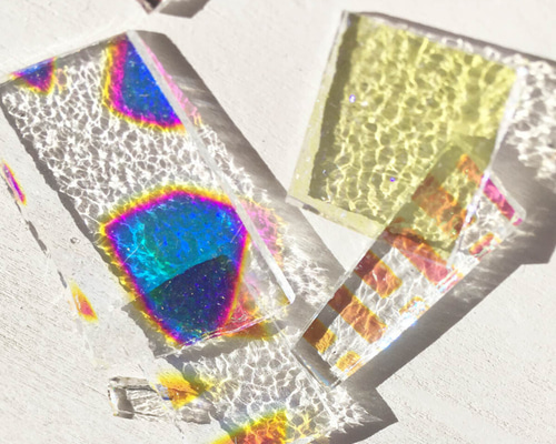 ダイクロガラス チップ3g クリアベース または5㎜角カットガラス