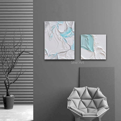 原画LL・Garden・ベビーブルー /モダンアート・テクスチャー