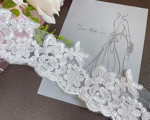 X235 白色花柄刺繍チュールレース生地 手芸用品 レース ʚmummyɞ 通販