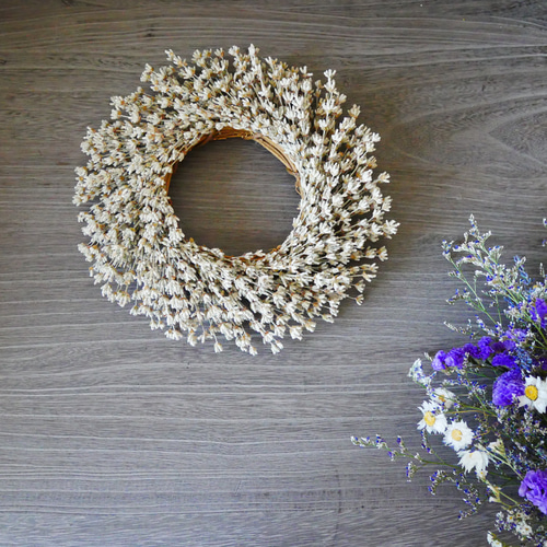 ウィンターリース(パールブルー＆ホワイト)♡ドライフラワーリース ウィンターリース(パールブルー＆ホワイト)♡ドライフラワーリース