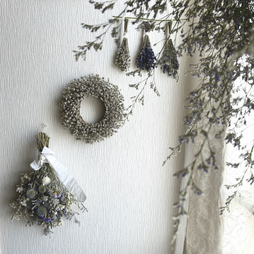 北海道富良野産ラベンダーリース ホワイトラベンダードライフラワー