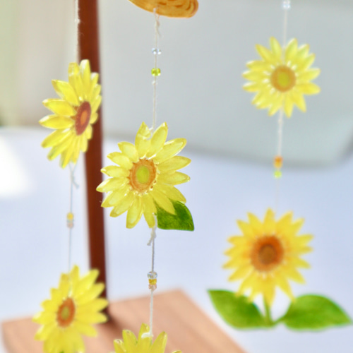 ガラス細工 ミニチュア ひまわり畑