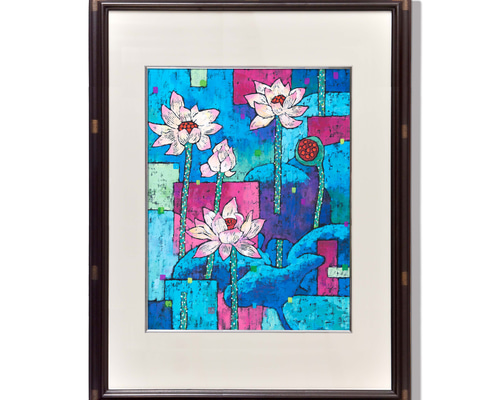 花の水彩画 f6サイズ 額装すみ 原画 28e30f17463eb0c6d7b71dd31348cb