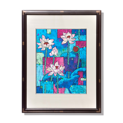 【蓮のロマンⅠ】不透明水彩　ジークレー・オリジナル版画　F3サイズ〜 4枚目の画像