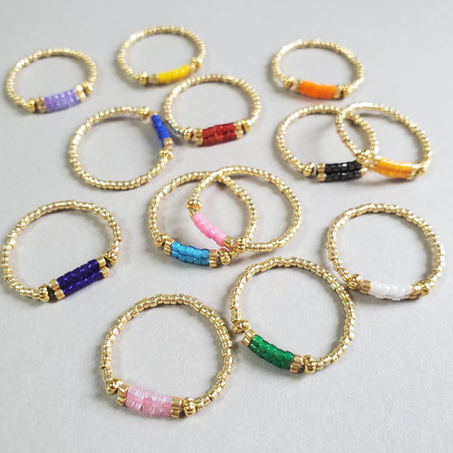 カラー選べるビーズリング『K.オレンジ』 指輪・リング