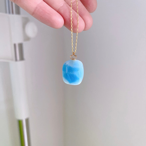 天然無処理 ラリマー ペンダントトップ k18 No810② ネックレス  