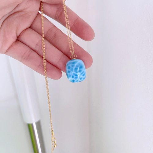 天然無処理 ラリマー ペンダントトップ k18 No810② ネックレス  