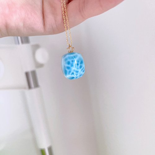 天然無処理 ラリマー ペンダントトップ k18 No810② ネックレス  