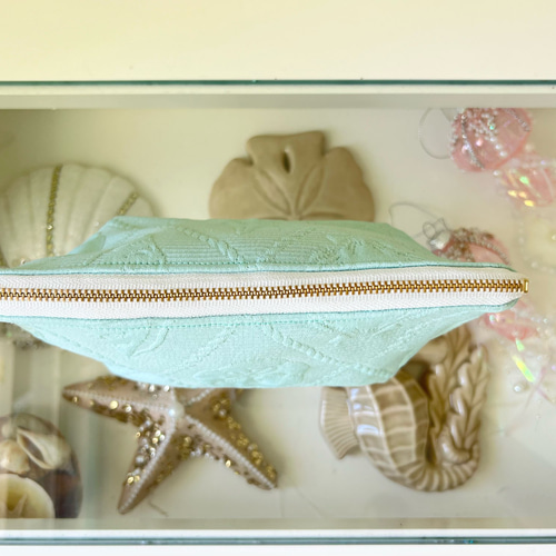 ポーチ 21×10×8cm スターフィッシュ サンドダラー エンボス生地 ミント