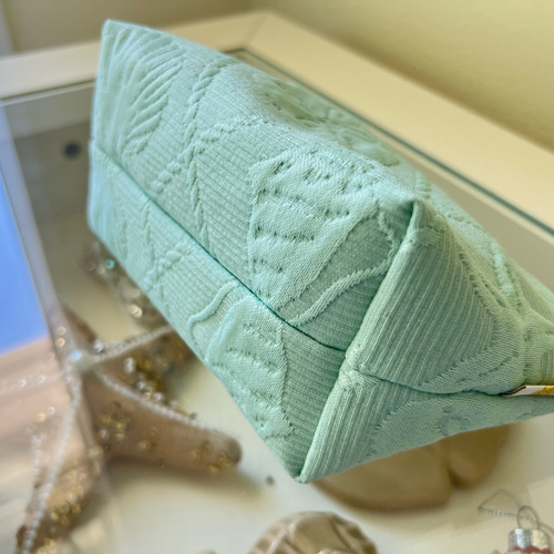 ポーチ 21×10×8cm スターフィッシュ サンドダラー エンボス生地 ミント