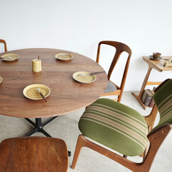 直径110cm/ウォールナット無垢/丸テーブル/高さ指定可/脚カラー選択