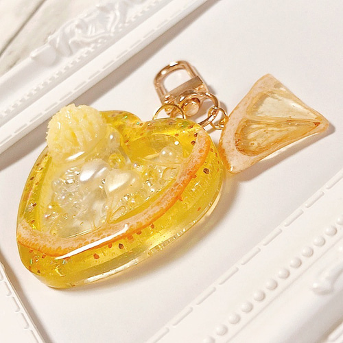 レモンソーダハートシェイカー◇シャカシャカキーホルダー 押し