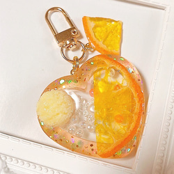 オレンジソーダハートシェイカー◇シャカシャカキーホルダー レジン