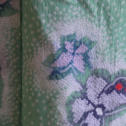 ◇現代 有松鳴海絞　浴衣◇【ミントグリーン】薄羽の蝶が舞う幻想的な雰囲気　トールサイズ裄72ｃｍ袖長め木綿浴衣　 13枚目の画像
