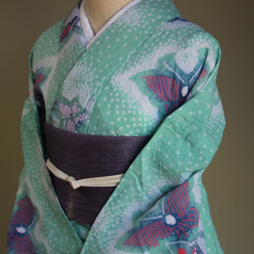 ◇現代 有松鳴海絞 浴衣◇【ミントグリーン】薄羽の蝶が舞う幻想 ◇現代 有松鳴海絞 浴衣◇【ミントグリーン】薄羽の蝶が舞う幻想