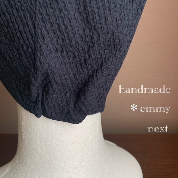 送料無料＊handmadeリップル帽子〈ダークネイビー〉ケアキャップ　ケア帽子　夏用ケア帽子　夏用ケアキャップ 4枚目の画像