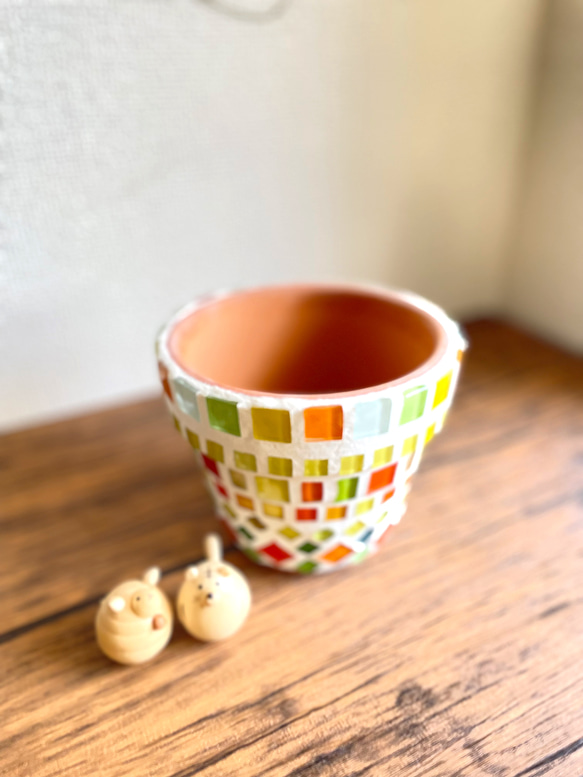アグラオネマレッドゴールド◇観葉植物◇鉢付き◇4号◇鉢のみ販売可◇タイル鉢◇モザイクタイル◇オリジナル作品 10枚目の画像