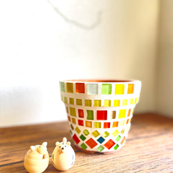 アグラオネマレッドゴールド◇観葉植物◇鉢付き◇4号◇鉢のみ販売可◇タイル鉢◇モザイクタイル◇オリジナル作品 9枚目の画像