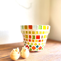 アグラオネマレッドゴールド◇観葉植物◇鉢付き◇4号◇鉢のみ販売可◇タイル鉢◇モザイクタイル◇オリジナル作品 8枚目の画像