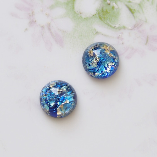 1個】ヴィンテージ チェコ ブルーファイヤーオパール ガラスカボション