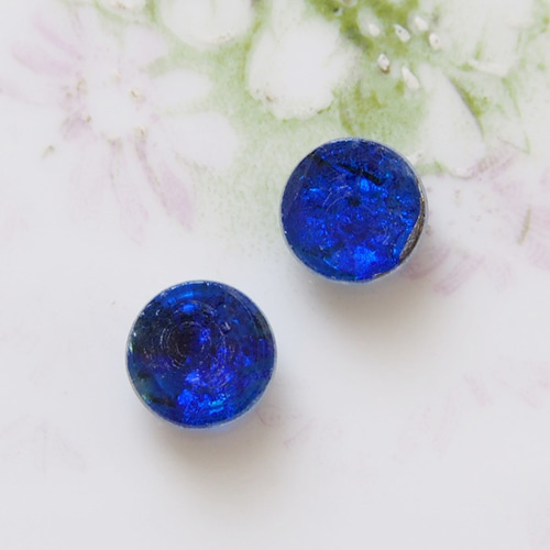 ヴィンテージボタン カボション ガラス ガラスカボション チェコガラス チェコ/ガラスカボション/ミルキーグリーン×ゴールド/約14×10mm