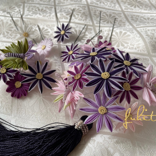 正絹羽二重つまみ細工 髪飾りセット かんざし ふひと 通販 16204532  