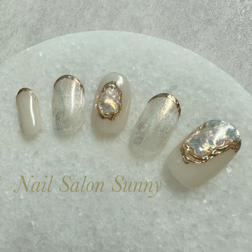 天然石ネイル ニュアンスネイル ミラーネイル ネイルチップオーダー ニュアンスネイル 大人ネイル 天然石ネイル もやもやネイル