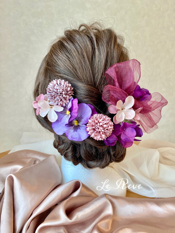 紫　和装髪飾り　振袖髪飾り　成人式髪飾り　色打掛髪飾り　結婚式髪飾り　ラメ髪飾り 紫 黒 和装髪飾り 振袖髪飾り 成人式髪飾り 着物髪飾り 色打掛髪