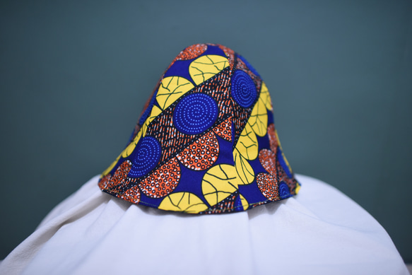 〜africa×nippon〜03リバーシブル　チューリップハット　アフリカンプリント　帯　リメイク　ハット　帽子 2枚目の画像