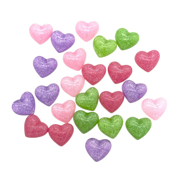 No.106 ラメ　ハート　きらきら　チャーム　4ペア 金属チャーム ラメのハートチャーム 4色 10個 1909 J6-3574