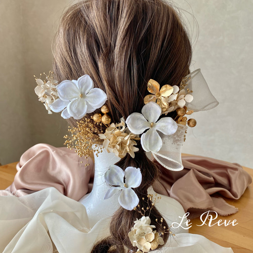 ホワイトゴールド髪飾り 成人式 卒業式 結婚式 振袖 袴 色打掛