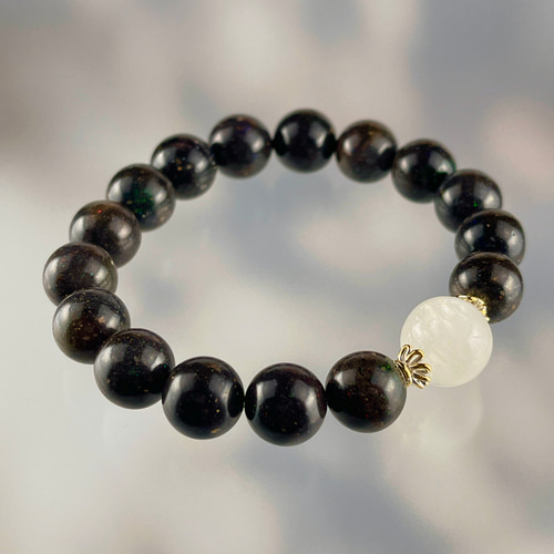 ブラックマトリックスオパール&リビアングラスブレス ブラックマトリックスオパール&リビアングラスブレス ブレスレット