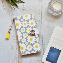 斯堪的納維亞圖案智能手機保護套筆記本型手機殼兼容所有型號花朵圖案 iPhone Android Xperia Galaxy 錢包 第1張的照片
