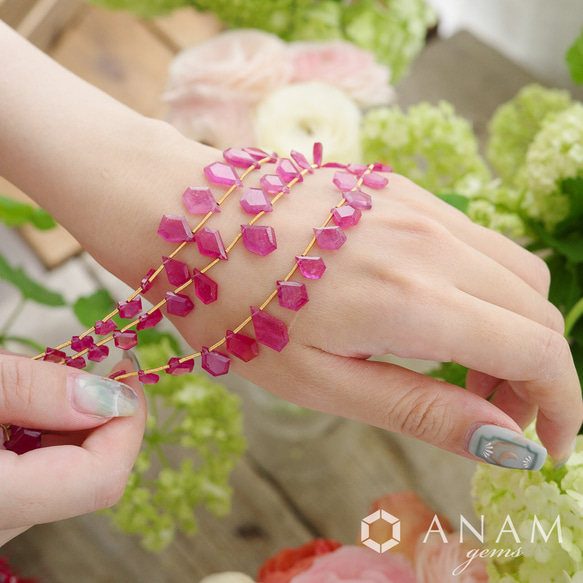 【大きめサイズ！】【５粒】ルビー スライスカットビーズ　★ANAM gems 2枚目の画像