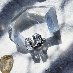 黑白斑蝶 925銀黑白赫基蒙閃靈鑽雙尖水晶戒指客製化指圍量身訂作 第2張的照片